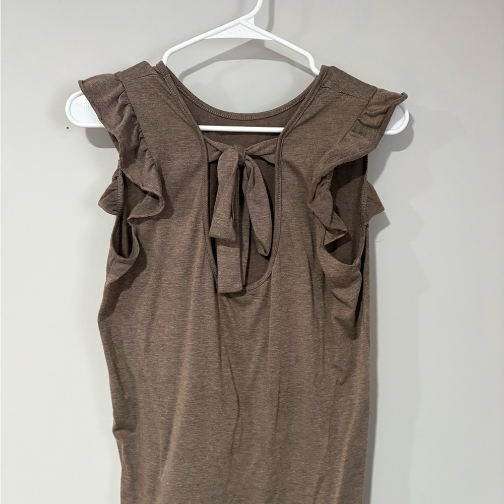 Brown Ruffle Sleeve Top - Picture 2 of 2